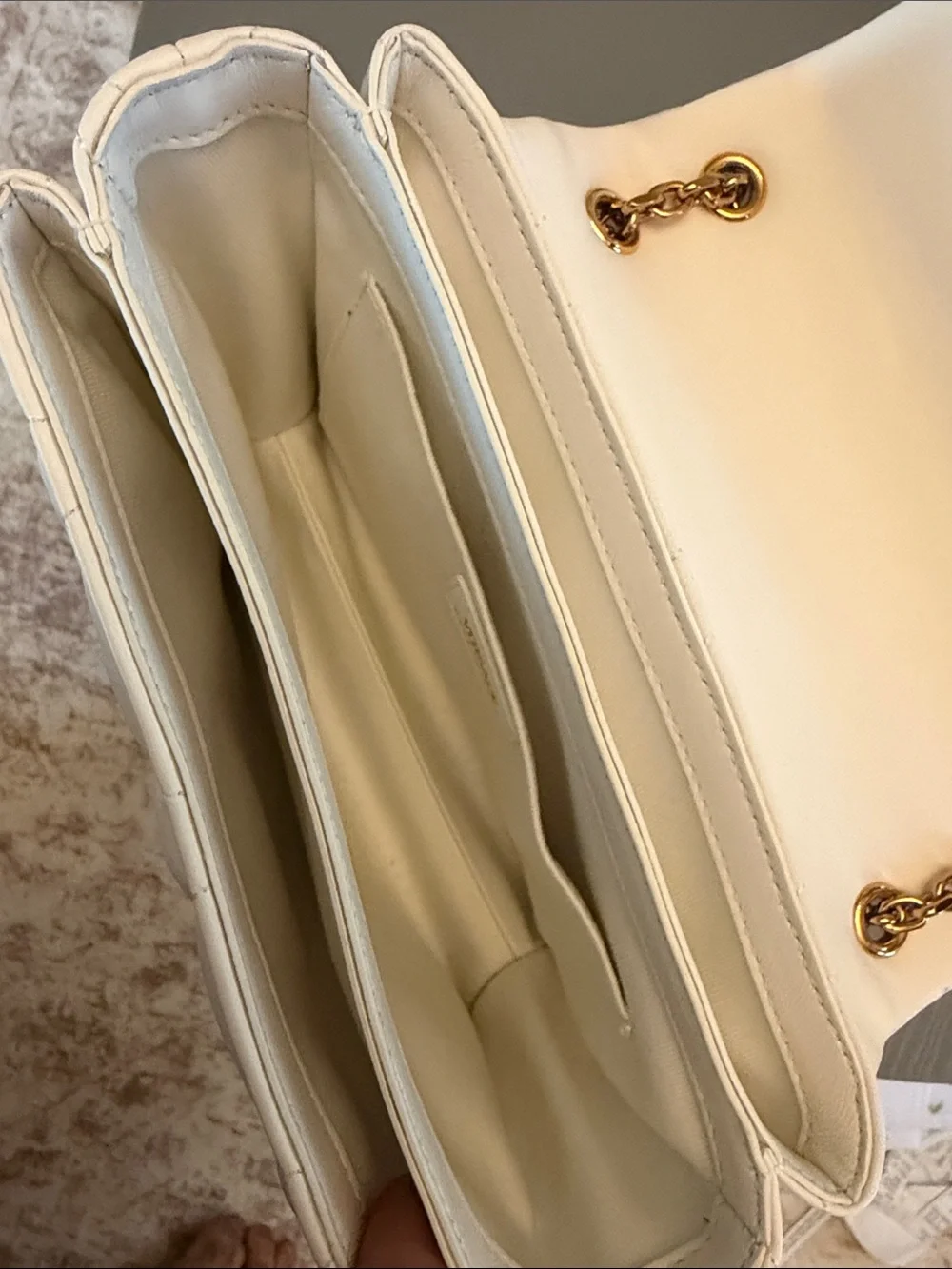 Versace White Quilted Leather Shoulder Tote with Gold Chain